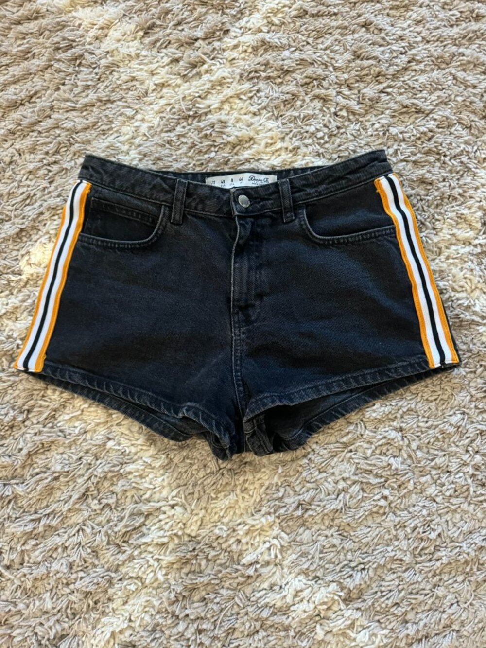 Denim Co Dark Wash Denim Shorts with Pin Stripe Side Women's